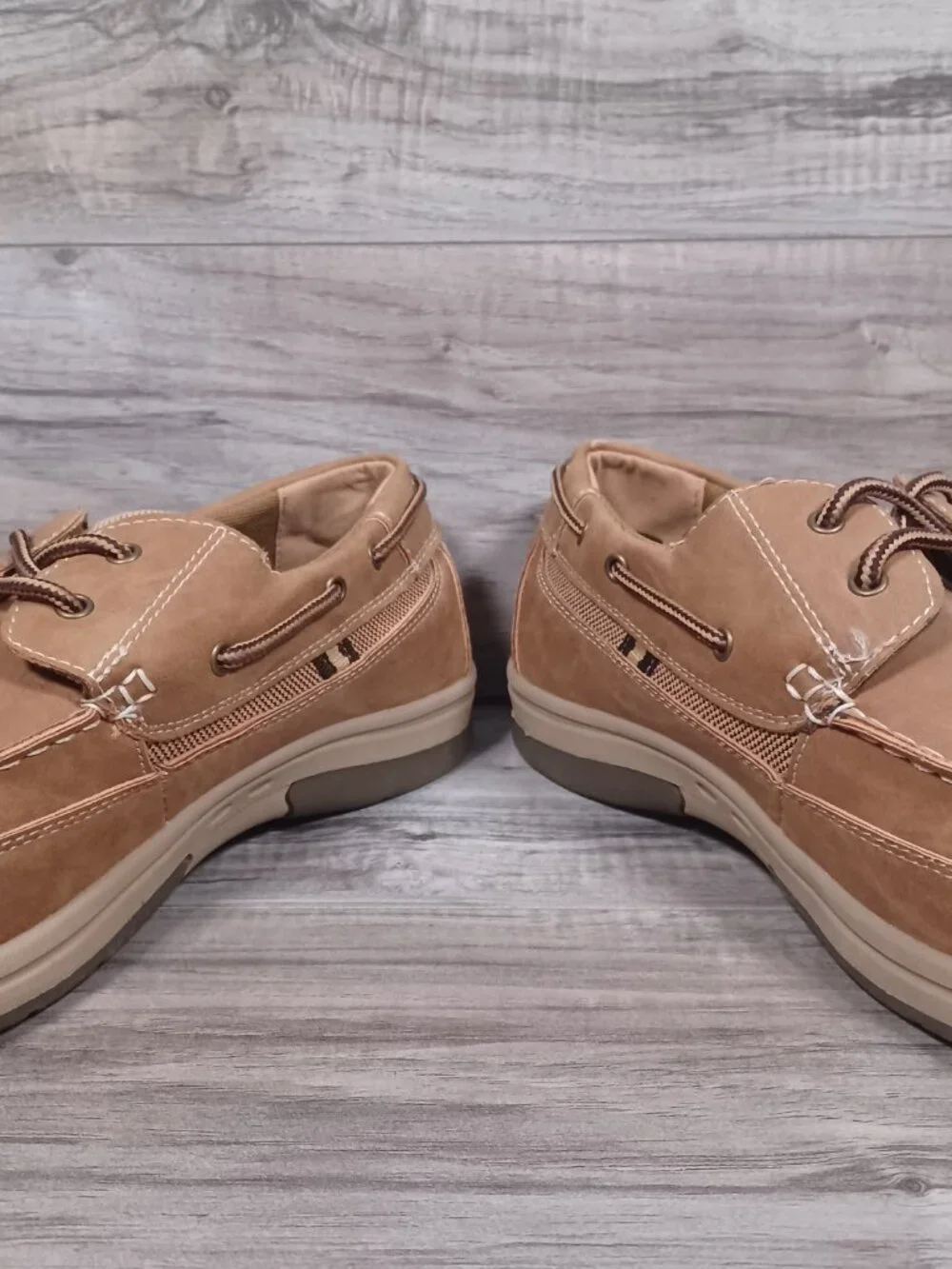Tansmith Men's Size 9.5 Beige Faux Leather Boat Casual Comfort 357005